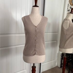 Sleeveless Beige Button-Up Top